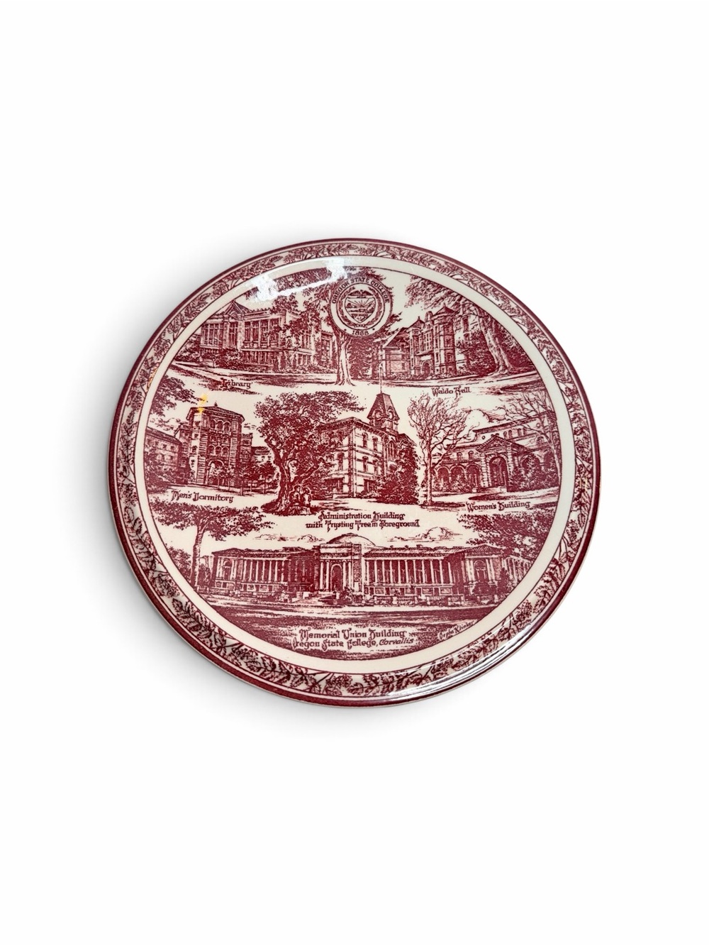 Oregon State College Diamond Jubilee Red Monochromatic Ceramic 10 1/2” Plate